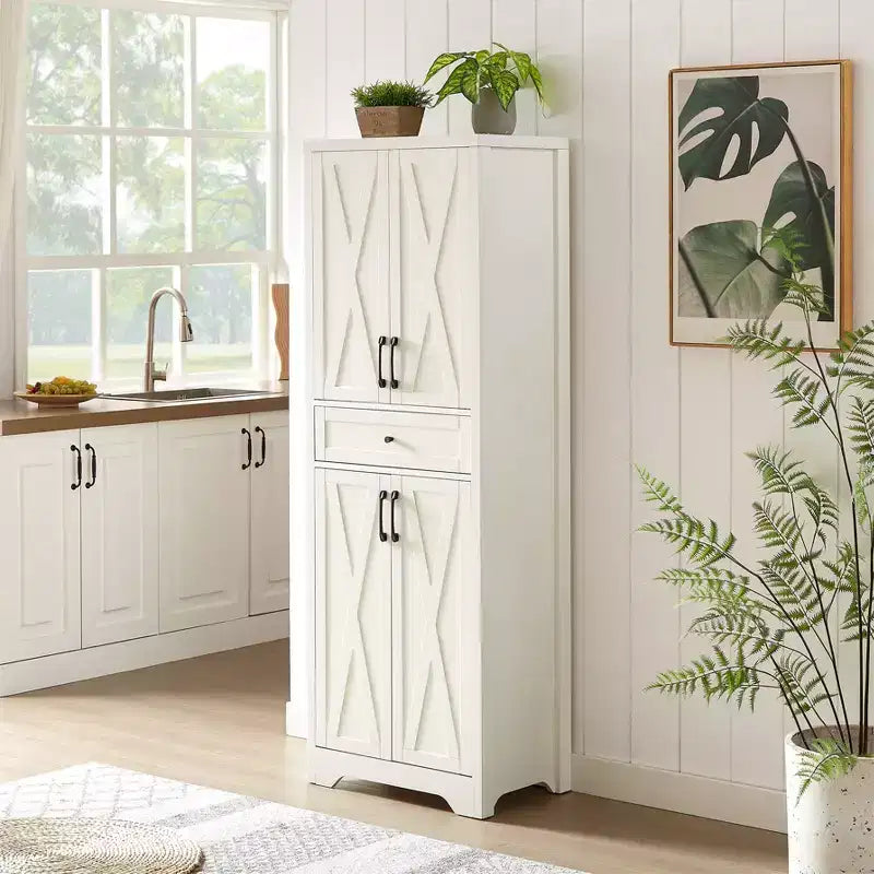 68 Mobile multiuso da soggiorno, credenza bianca in truciolare+MDF con dispositivo anti-ribaltamento
