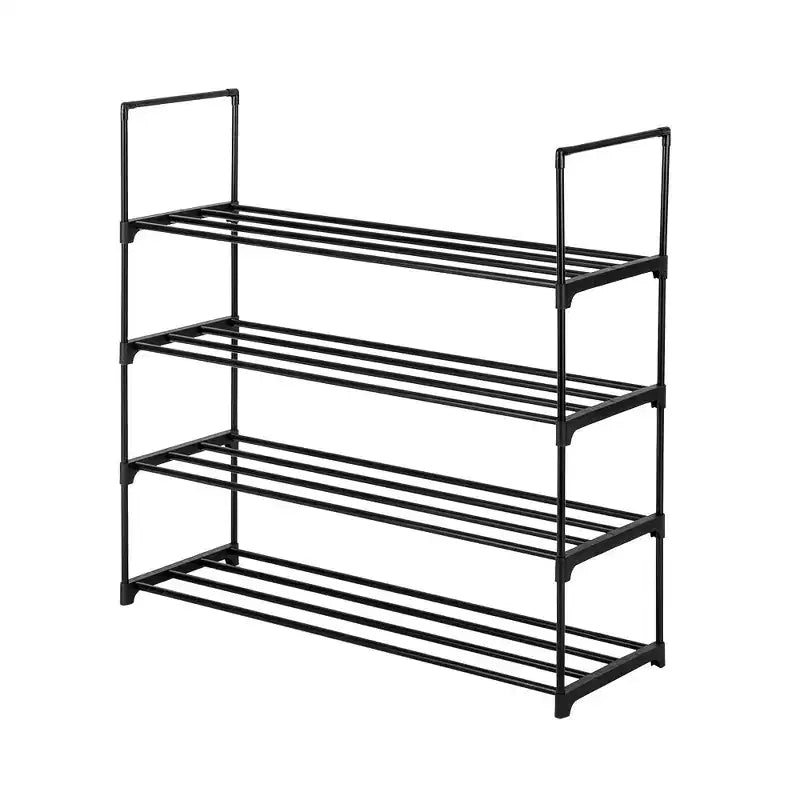 Scarpiera a 4 Ripiani Scaffale a Torre Organizer per Camera da Letto, Ingresso, Corridoio e Armadio, Colore Grigio