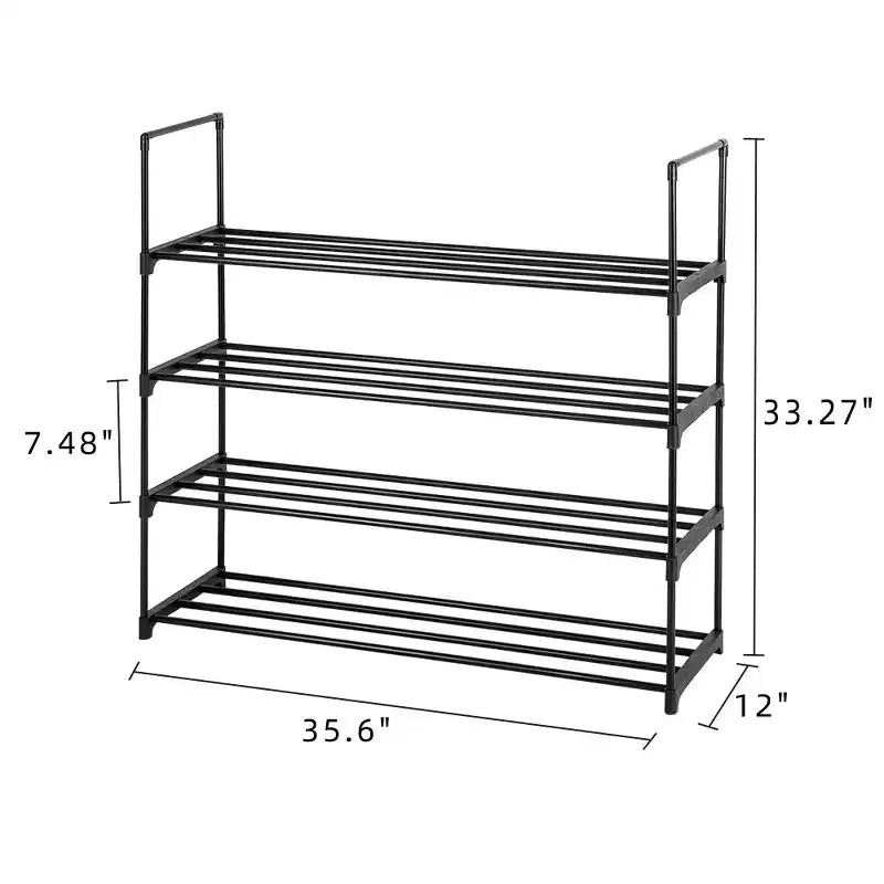 Scarpiera a 4 Ripiani Scaffale a Torre Organizer per Camera da Letto, Ingresso, Corridoio e Armadio, Colore Grigio