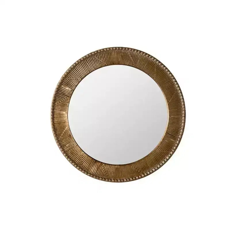 Specchio da Parete Rotondo di Lusso da 31" con Cornice Testurizzata, Specchio d'Accento Boho per Soggiorno, Ingresso o Corridoio