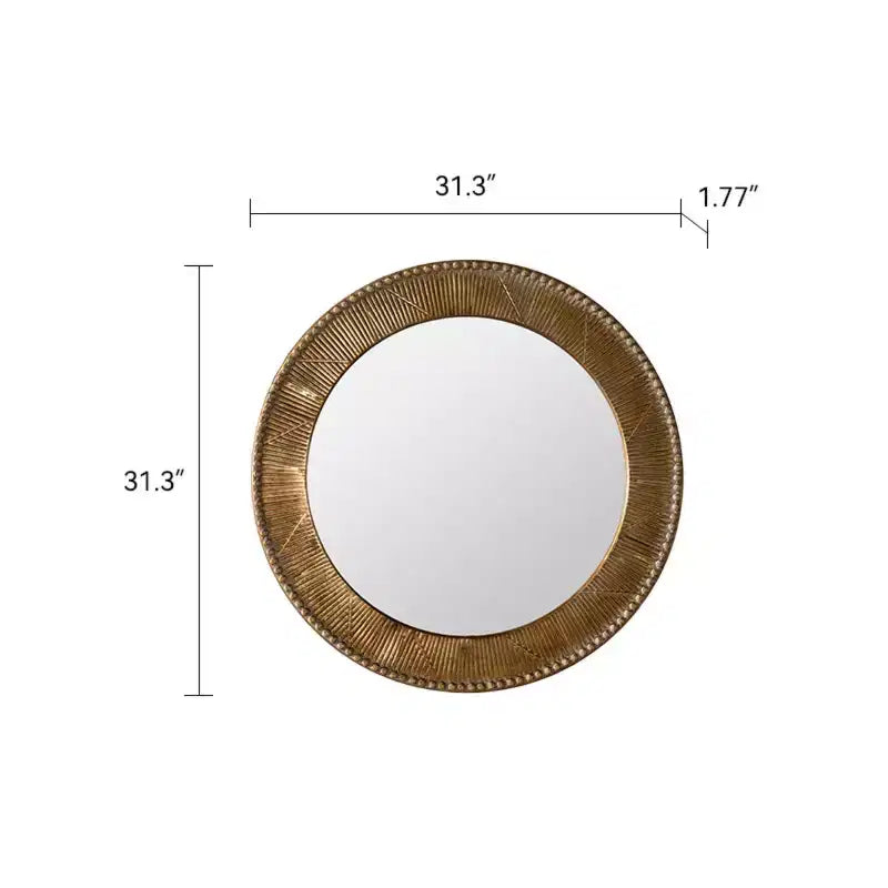Specchio da Parete Rotondo di Lusso da 31" con Cornice Testurizzata, Specchio d'Accento Boho per Soggiorno, Ingresso o Corridoio