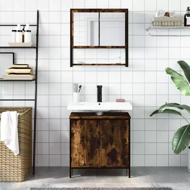 Mobile da Bagno con Mensola, Mobile Lavabo in Legno Ingegnerizzato