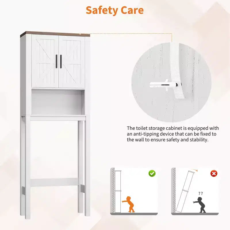 23,6 Pollici di Larghezza Scaffale da Bagno con Mobiletto Sopra il WC, Organizer a Scaffale per Bagno con Dispositivo Antiribaltamento, Salvaspazio Autoportante