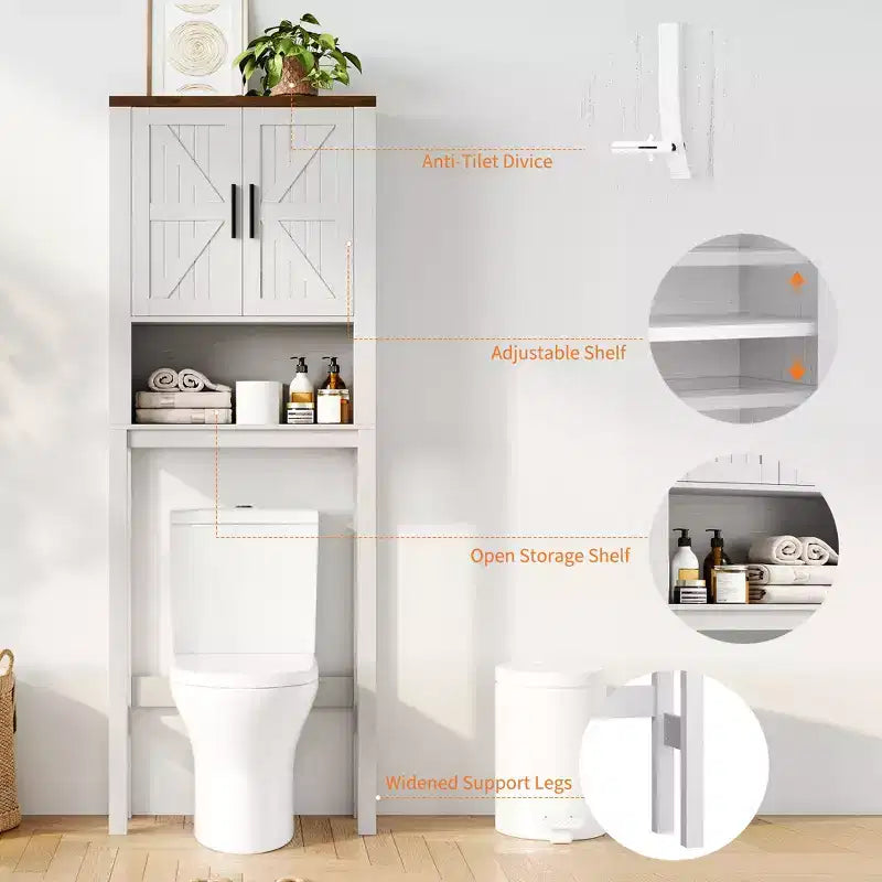 23,6 Pollici di Larghezza Scaffale da Bagno con Mobiletto Sopra il WC, Organizer a Scaffale per Bagno con Dispositivo Antiribaltamento, Salvaspazio Autoportante
