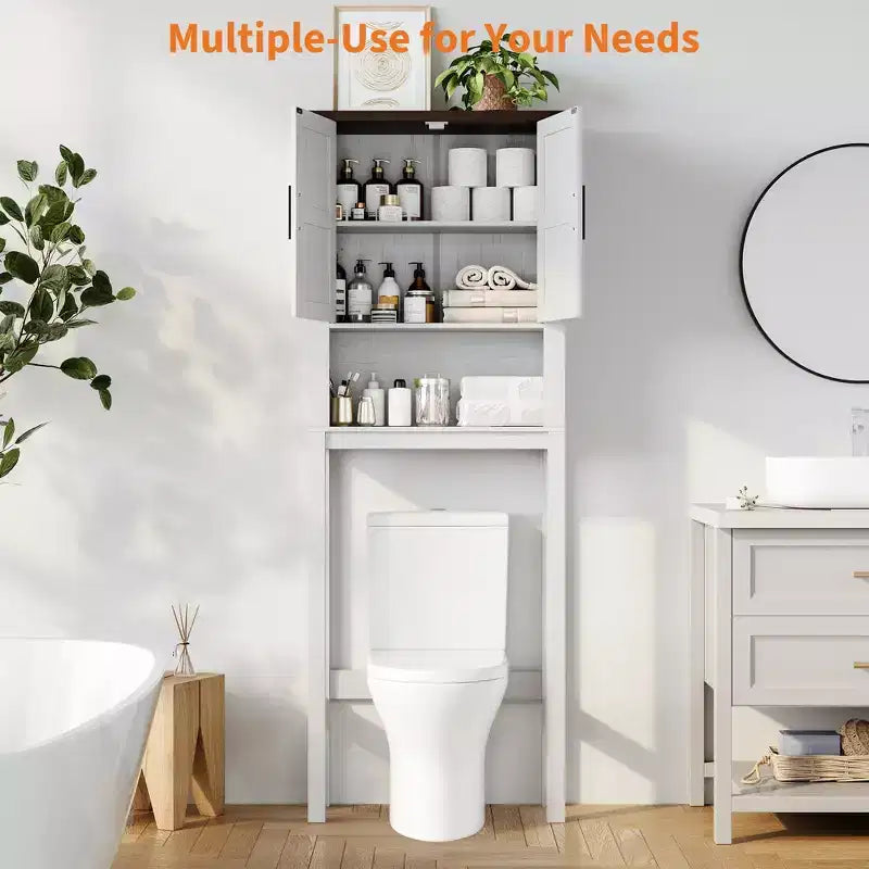 23,6 Pollici di Larghezza Scaffale da Bagno con Mobiletto Sopra il WC, Organizer a Scaffale per Bagno con Dispositivo Antiribaltamento, Salvaspazio Autoportante