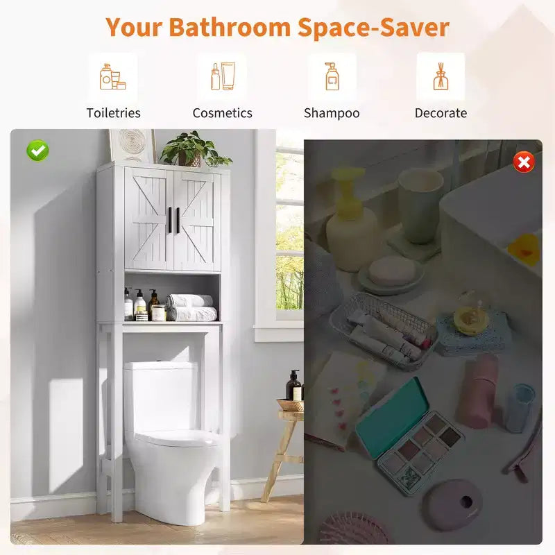 23,6 Pollici di Larghezza Scaffale da Bagno con Mobiletto Sopra il WC, Organizer a Scaffale per Bagno con Dispositivo Antiribaltamento, Salvaspazio Autoportante