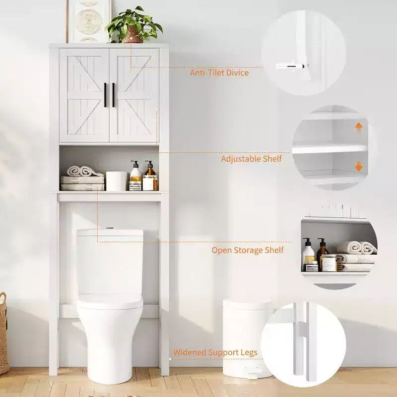 23,6 Pollici di Larghezza Scaffale da Bagno con Mobiletto Sopra il WC, Organizer a Scaffale per Bagno con Dispositivo Antiribaltamento, Salvaspazio Autoportante