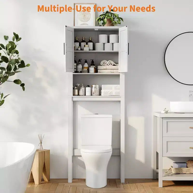23,6 Pollici di Larghezza Scaffale da Bagno con Mobiletto Sopra il WC, Organizer a Scaffale per Bagno con Dispositivo Antiribaltamento, Salvaspazio Autoportante