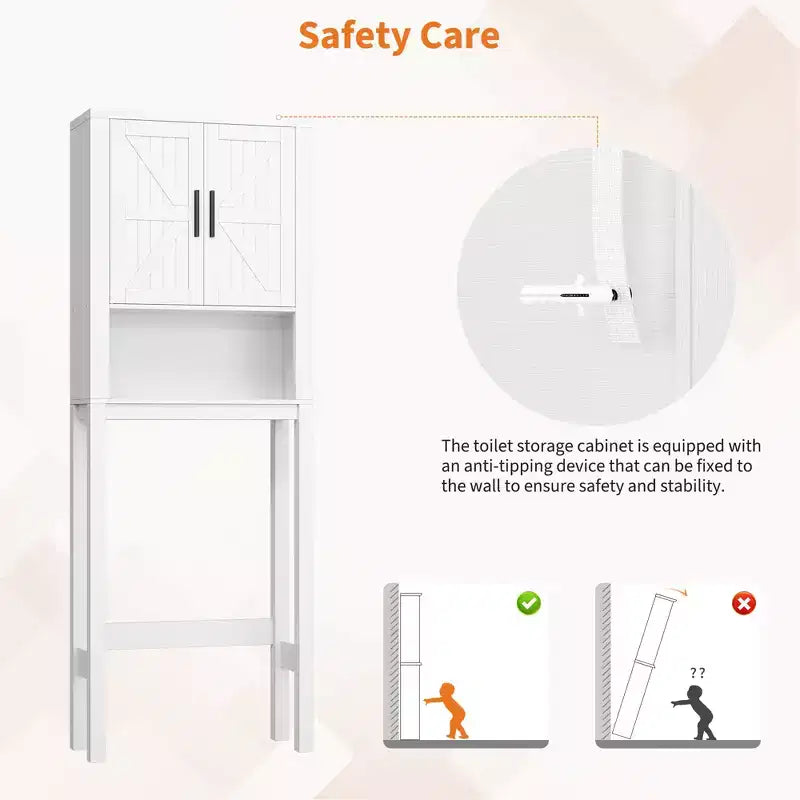 23,6 Pollici di Larghezza Scaffale da Bagno con Mobiletto Sopra il WC, Organizer a Scaffale per Bagno con Dispositivo Antiribaltamento, Salvaspazio Autoportante