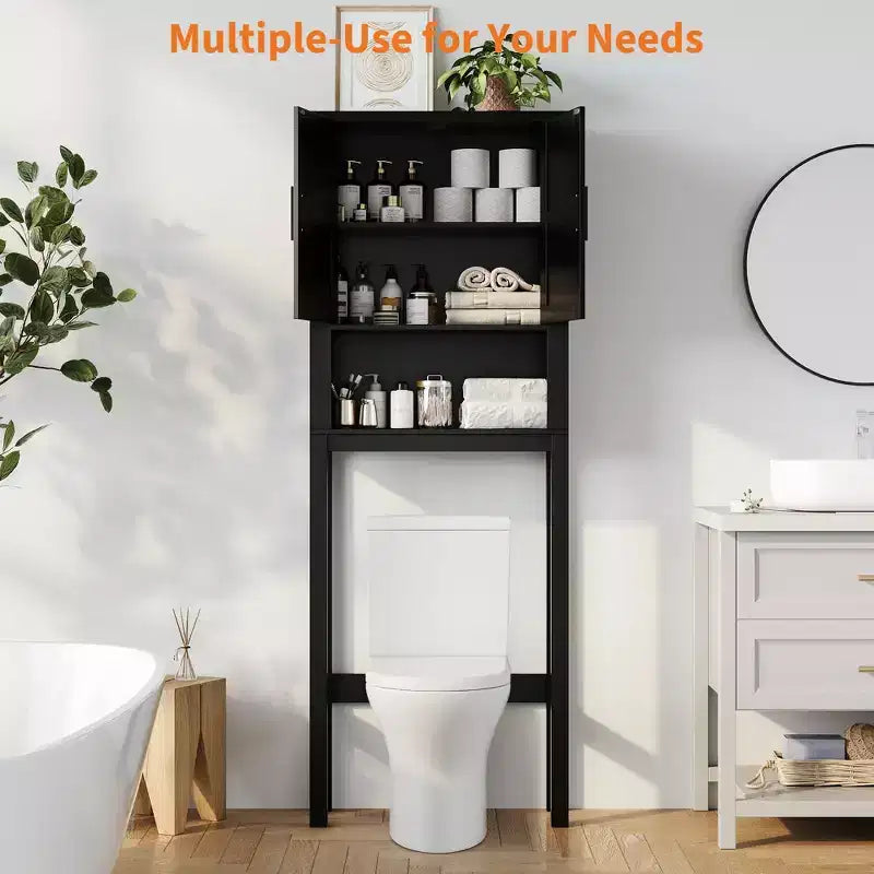 23,6 Pollici di Larghezza Scaffale da Bagno con Mobiletto Sopra il WC, Organizer a Scaffale per Bagno con Dispositivo Antiribaltamento, Salvaspazio Autoportante