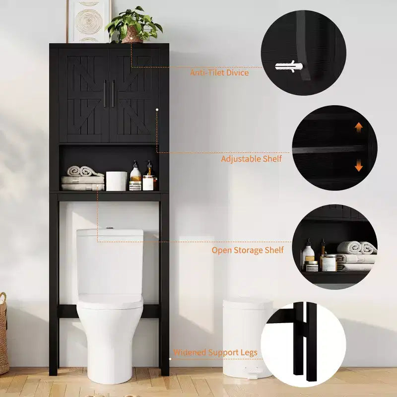 23,6 Pollici di Larghezza Scaffale da Bagno con Mobiletto Sopra il WC, Organizer a Scaffale per Bagno con Dispositivo Antiribaltamento, Salvaspazio Autoportante
