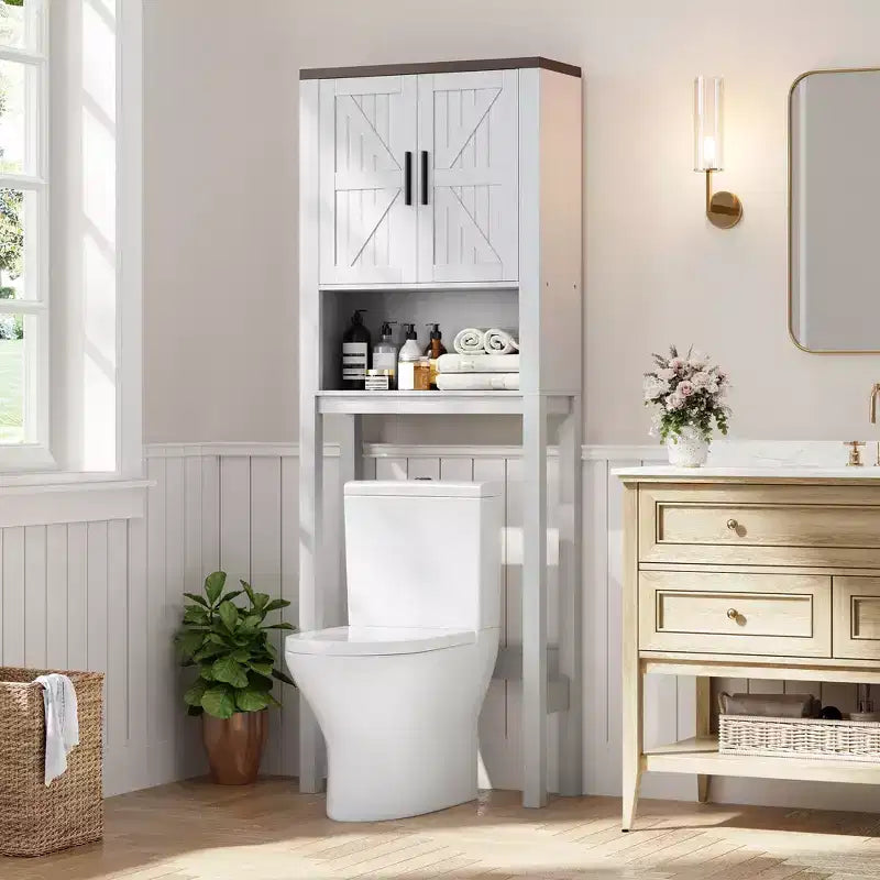23,6 Pollici di Larghezza Scaffale da Bagno con Mobiletto Sopra il WC, Organizer a Scaffale per Bagno con Dispositivo Antiribaltamento, Salvaspazio Autoportante