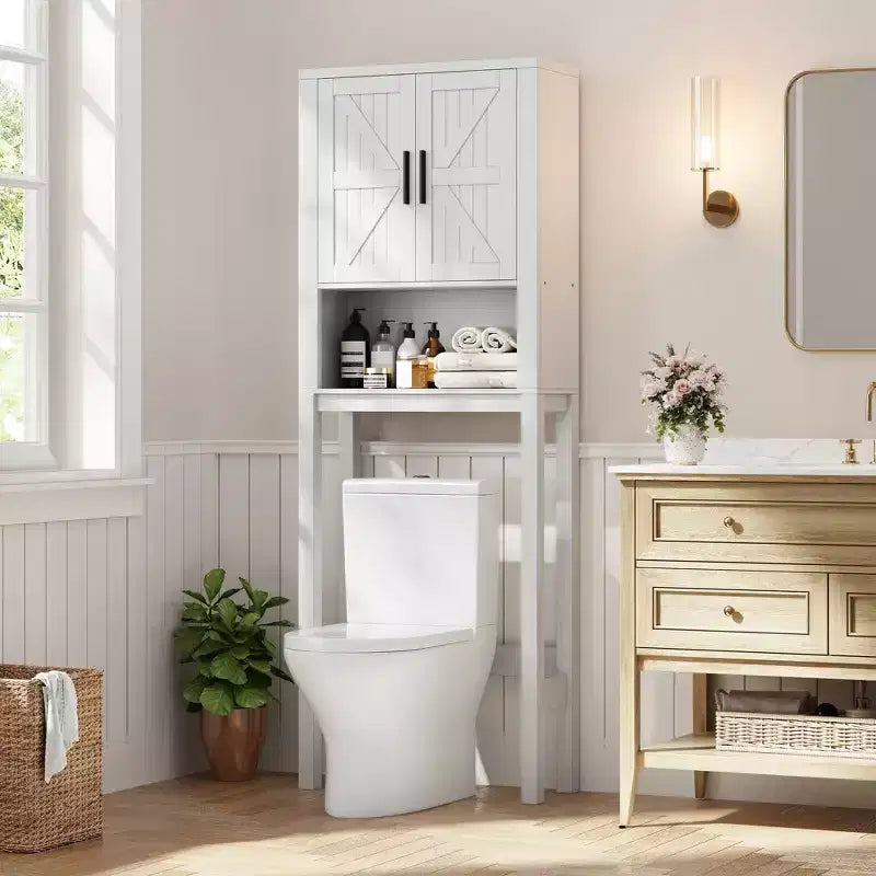 23,6 Pollici di Larghezza Scaffale da Bagno con Mobiletto Sopra il WC, Organizer a Scaffale per Bagno con Dispositivo Antiribaltamento, Salvaspazio Autoportante