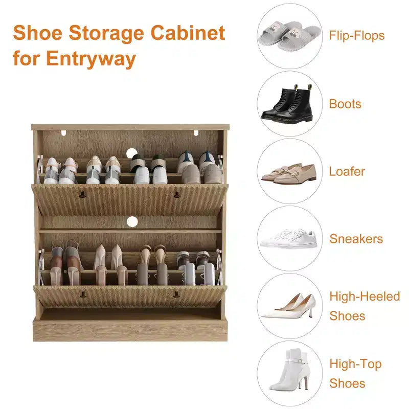 Scarpiera con 2 cassetti a ribalta - Porta scarpe stretto scanalato per ingresso - Ripiani regolabili e rimovibili - Organizzatore di scarpe moderno indipendente