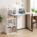 Scrivania per computer con stazione di ricarica 110,5 cm, Scrivania da studio con supporto ergonomico per monitor Bianco e Nero