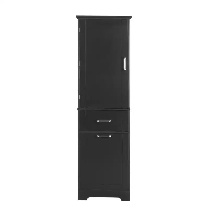 Mobiletto da bagno alto, Mobiletto autoportante con due cassetti e ripiani regolabili