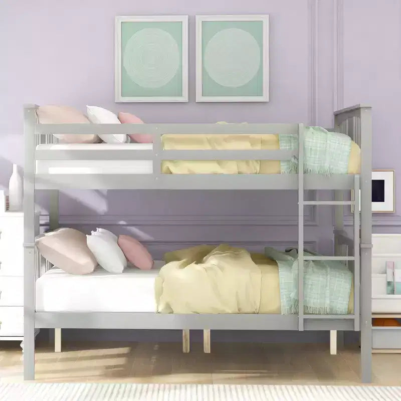 Letto a castello moderno in legno, piazza e mezza su piazza e mezza, convertibile in 2 letti