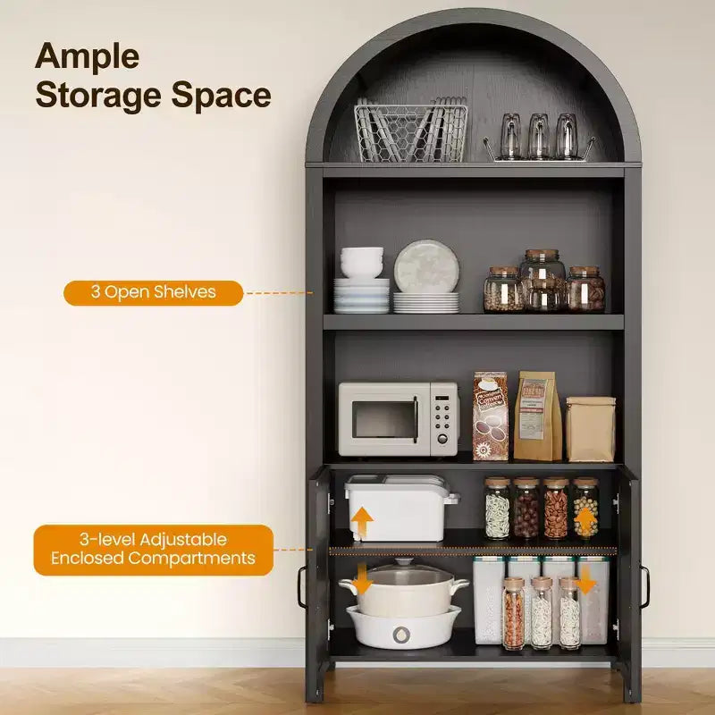 Libreria con ante in rattan ad arco, scaffale alto con vani portaoggetti per soggiorno, camera da letto, ingresso