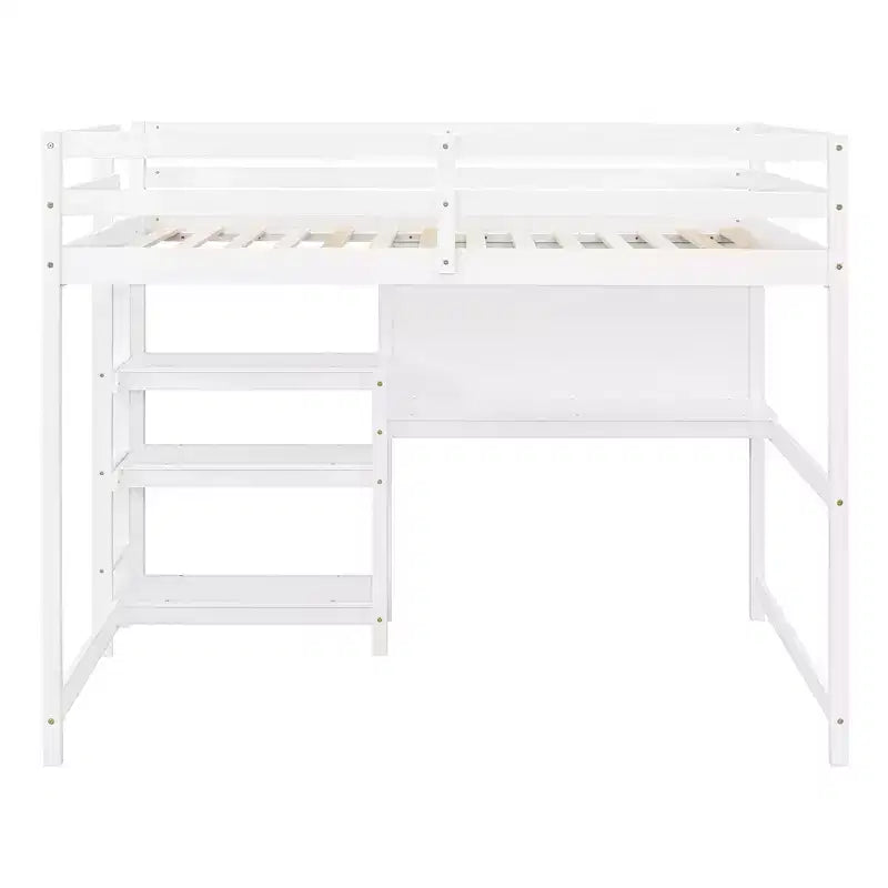 Letto a soppalco moderno con libreria, scrivania e lavagna per scrivere