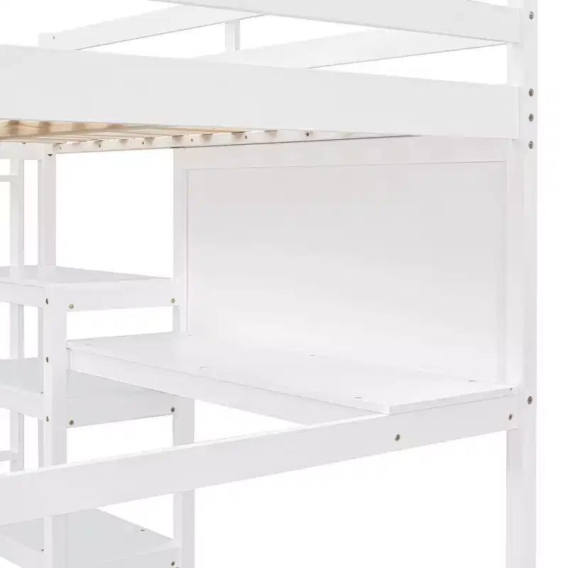 Letto a soppalco moderno con libreria, scrivania e lavagna per scrivere