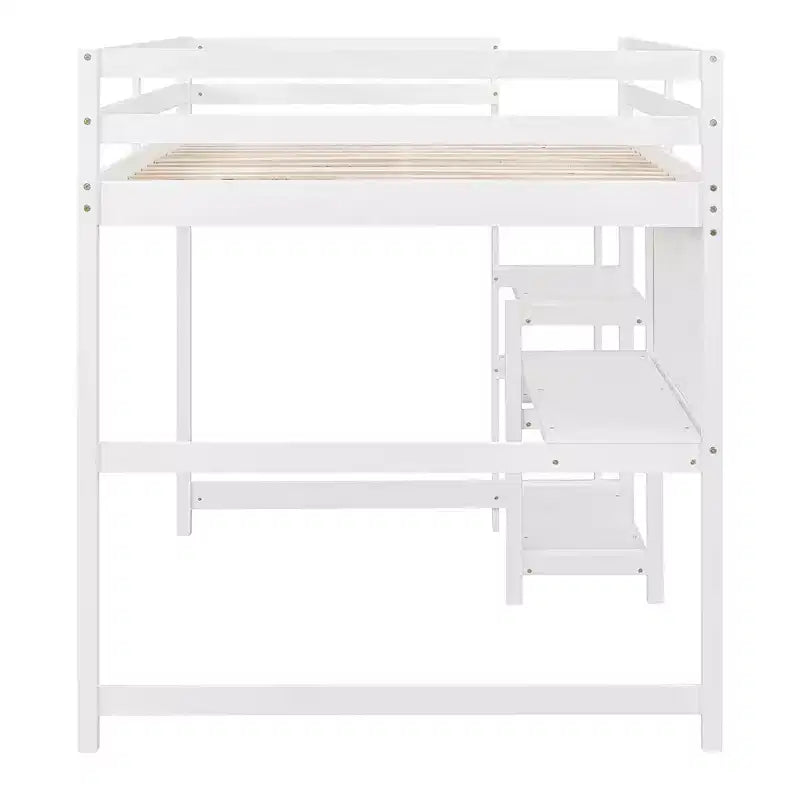 Letto a soppalco moderno con libreria, scrivania e lavagna per scrivere