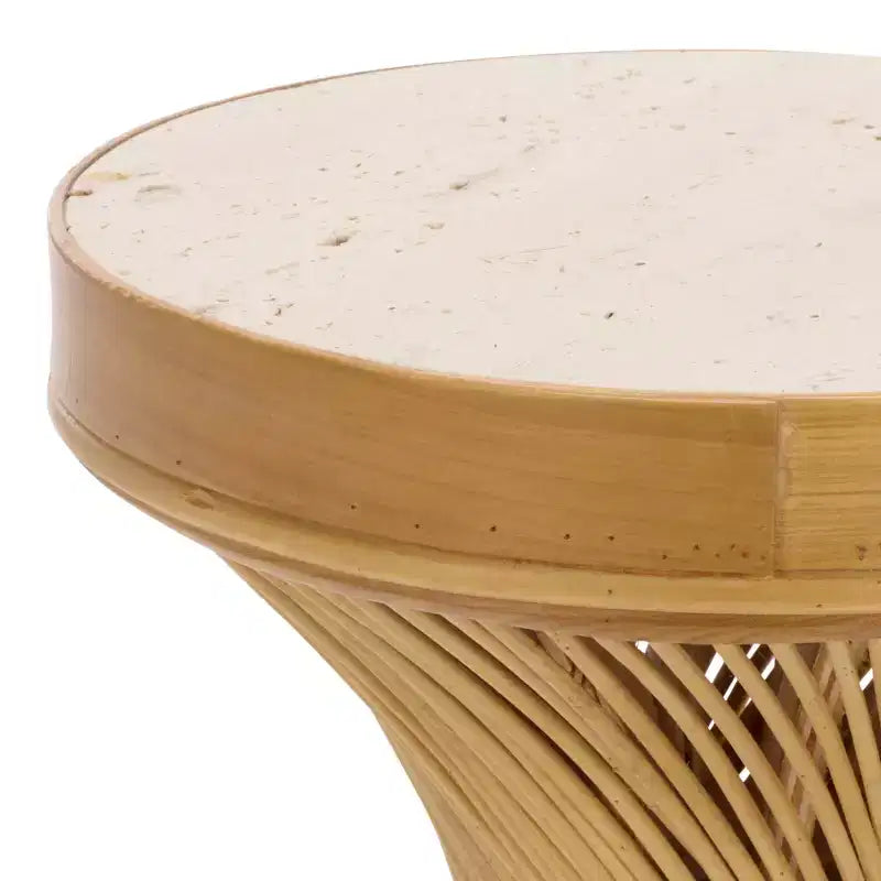 Tavolino d'appoggio in legno/marmo - Naturale