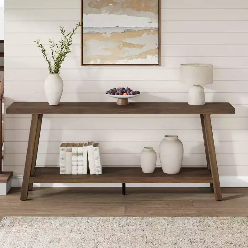 Consolle extra lunga per soggiorno - Tavolo da divano moderno marrone per ingresso - Elegante mobile rettangolare di design - Struttura robusta - 180 cm