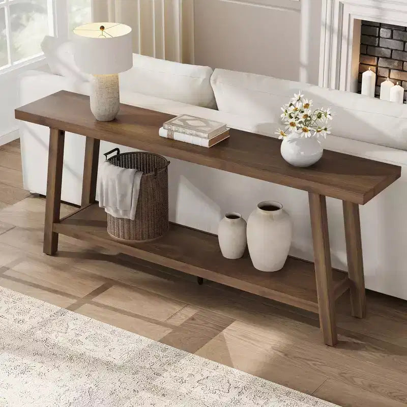 Consolle extra lunga per soggiorno - Tavolo da divano moderno marrone per ingresso - Elegante mobile rettangolare di design - Struttura robusta - 180 cm