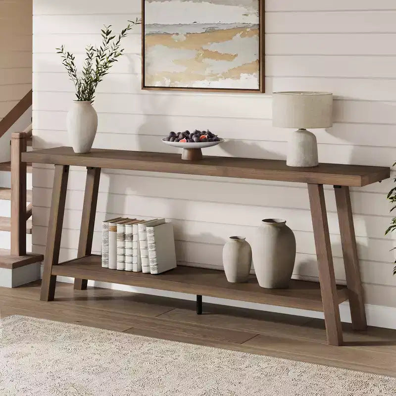 Consolle extra lunga per soggiorno - Tavolo da divano moderno marrone per ingresso - Elegante mobile rettangolare di design - Struttura robusta - 180 cm