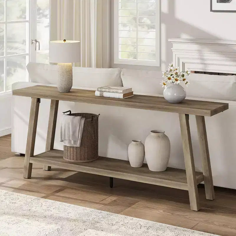 Consolle extra lunga per soggiorno - Tavolo da divano moderno marrone per ingresso - Elegante mobile rettangolare di design - Struttura robusta - 180 cm