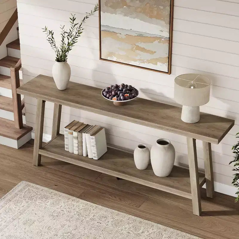 Consolle extra lunga per soggiorno - Tavolo da divano moderno marrone per ingresso - Elegante mobile rettangolare di design - Struttura robusta - 180 cm