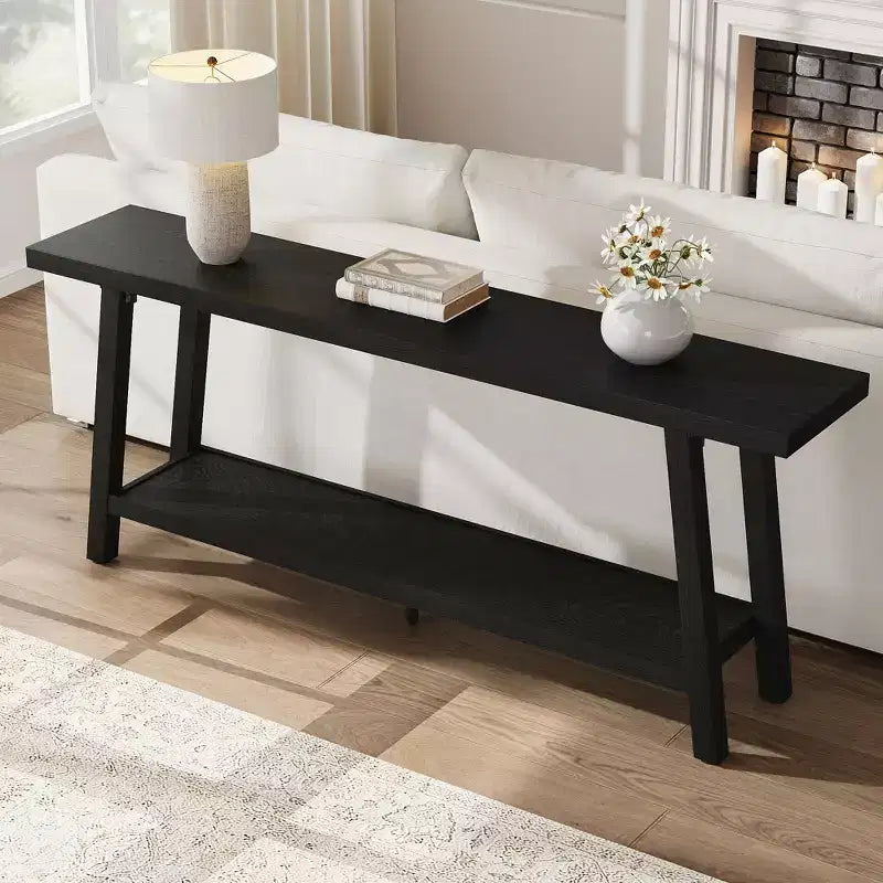 Consolle extra lunga per soggiorno - Tavolo da divano moderno marrone per ingresso - Elegante mobile rettangolare di design - Struttura robusta - 180 cm