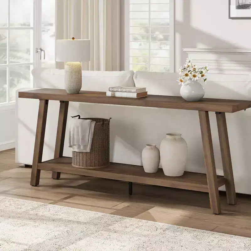 Consolle extra lunga per soggiorno - Tavolo da divano moderno marrone per ingresso - Elegante mobile rettangolare di design - Struttura robusta - 180 cm