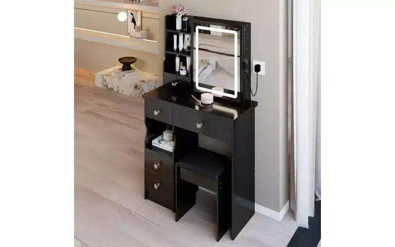 29,2 Pollici Naturale Trucco Vanity Scrivania con Specchio a LED, Conservazione Organizzata