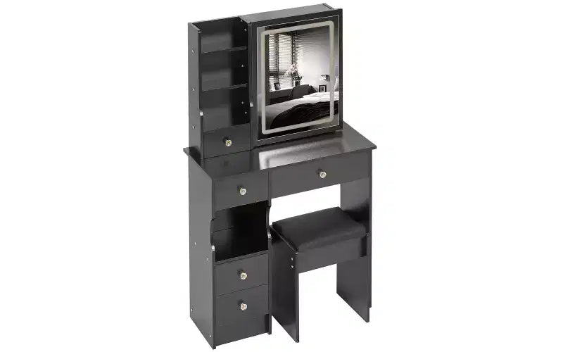 29,2 Pollici Naturale Trucco Vanity Scrivania con Specchio a LED, Conservazione Organizzata