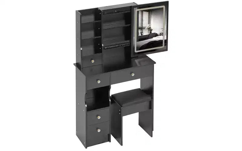29,2 Pollici Naturale Trucco Vanity Scrivania con Specchio a LED, Conservazione Organizzata