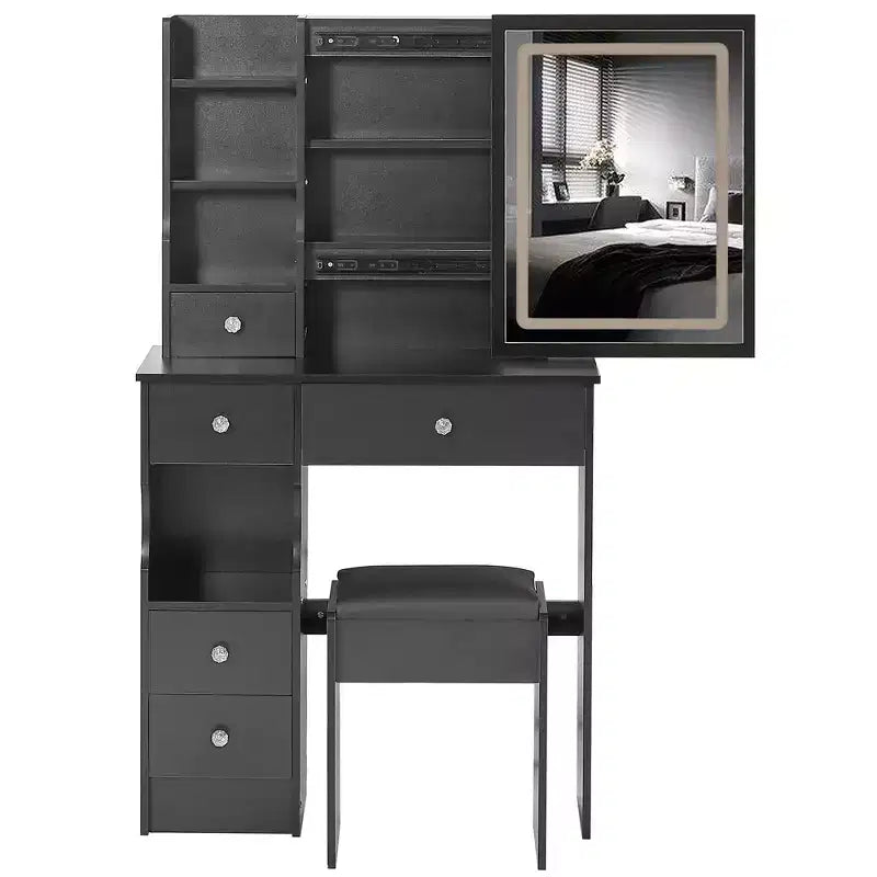 29,2 Pollici Naturale Trucco Vanity Scrivania con Specchio a LED, Conservazione Organizzata