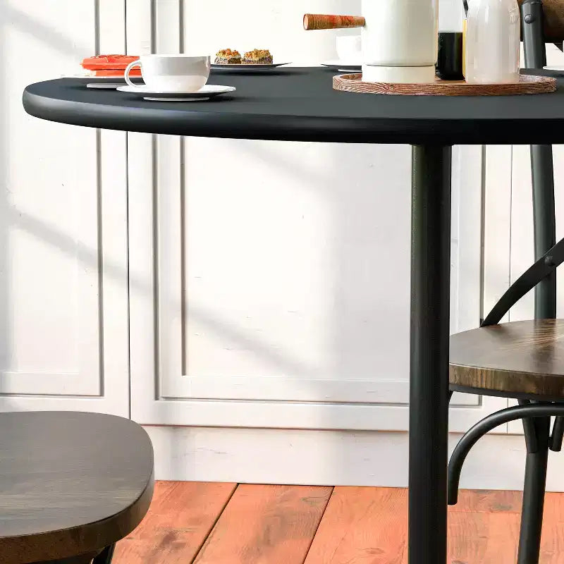 Tavolino da Cocktail Rotondo in Legno da 30" con Colonne da 30" e 42"