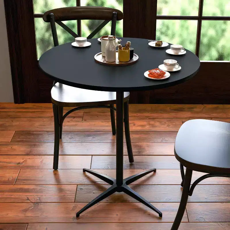 Tavolino da Cocktail Rotondo in Legno da 30" con Colonne da 30" e 42"