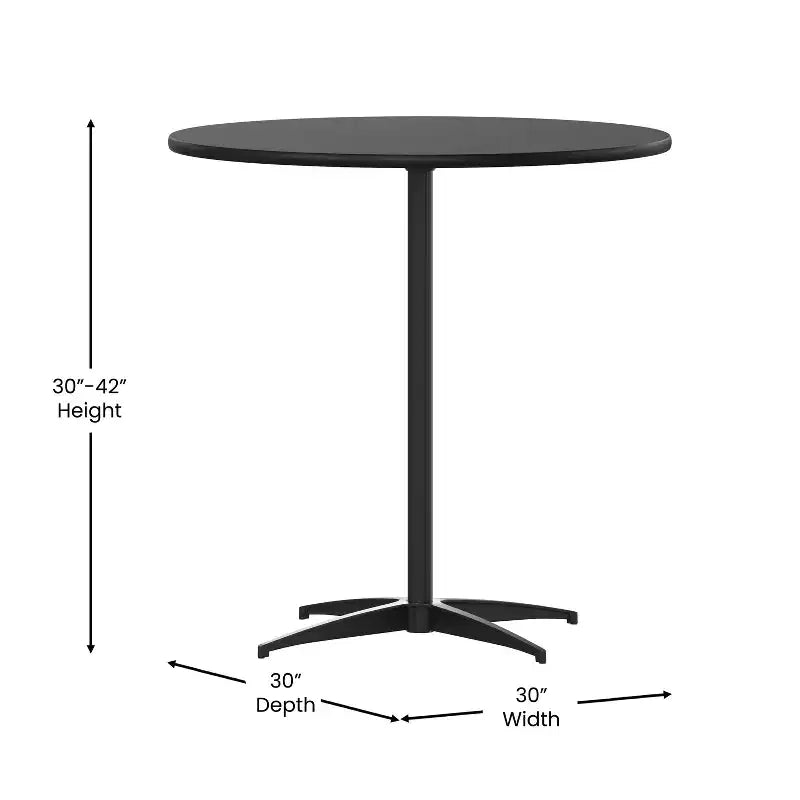 Tavolino da Cocktail Rotondo in Legno da 30" con Colonne da 30" e 42"