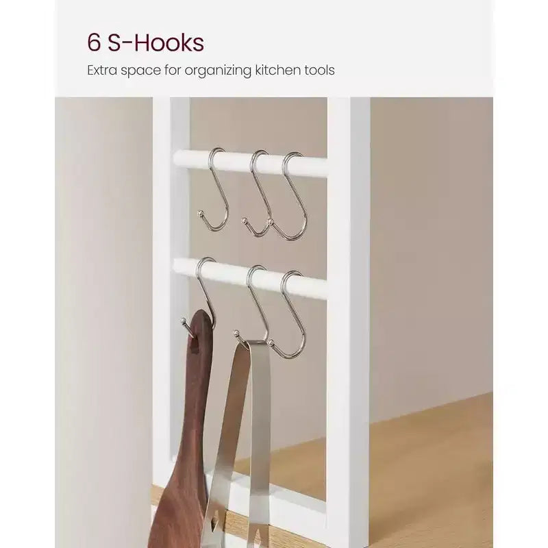 Porta Microonde da Cucina in Metallo con 6 Ganci Scaffale Alto per Utensili