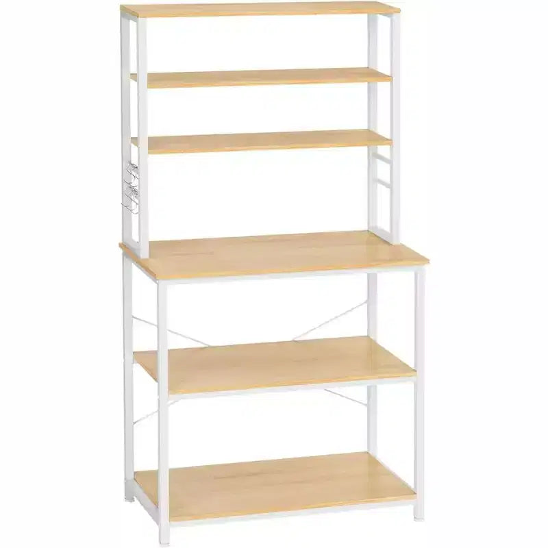 Porta Microonde da Cucina in Metallo con 6 Ganci Scaffale Alto per Utensili