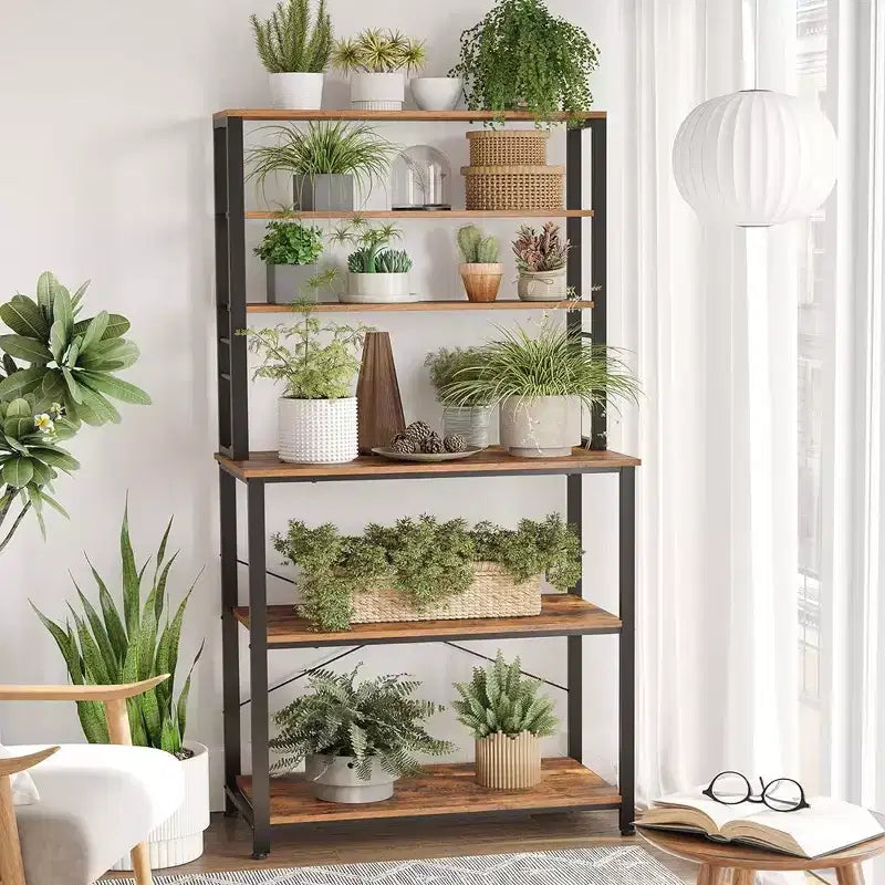 Porta Microonde da Cucina in Metallo con 6 Ganci Scaffale Alto per Utensili