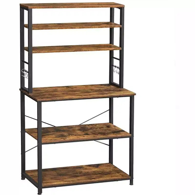 Porta Microonde da Cucina in Metallo con 6 Ganci Scaffale Alto per Utensili