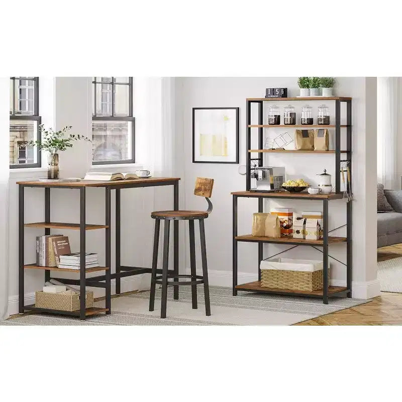 Porta Microonde da Cucina in Metallo con 6 Ganci Scaffale Alto per Utensili