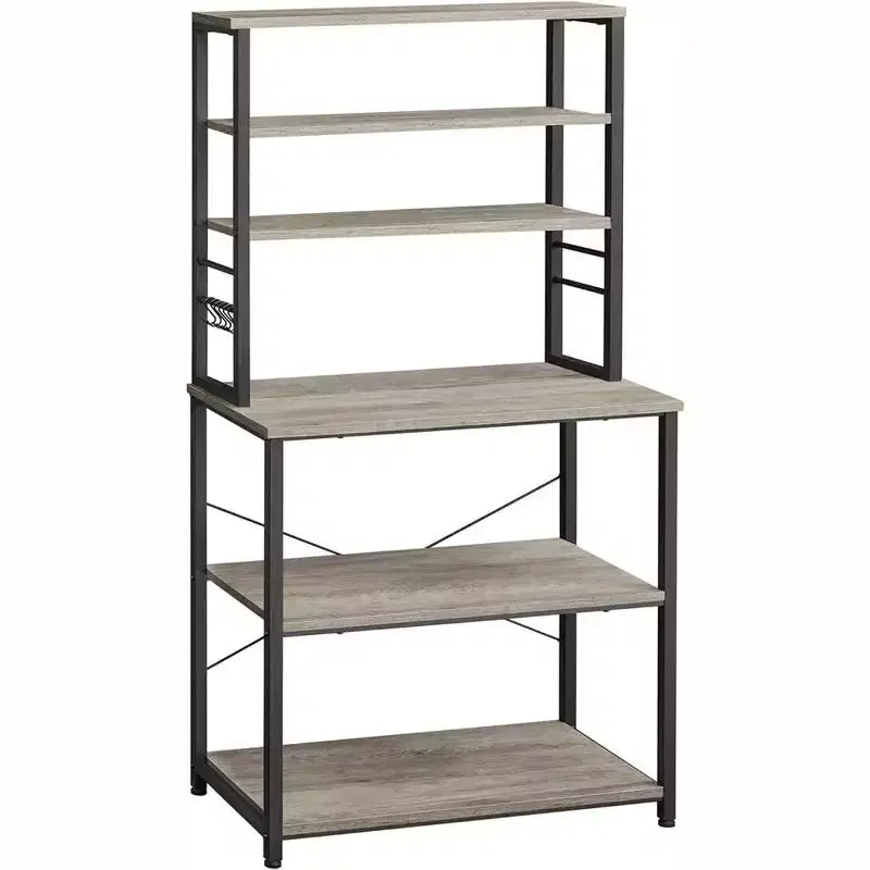 Porta Microonde da Cucina in Metallo con 6 Ganci Scaffale Alto per Utensili