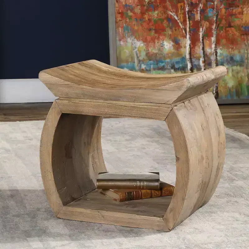 Sgabello d'accento in legno di olmo